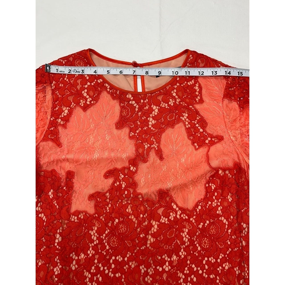 Karen Millen Womans Orange‎ Lace Applique Floral Patchwork Sheath Dress 8 - Picture 10 of 11